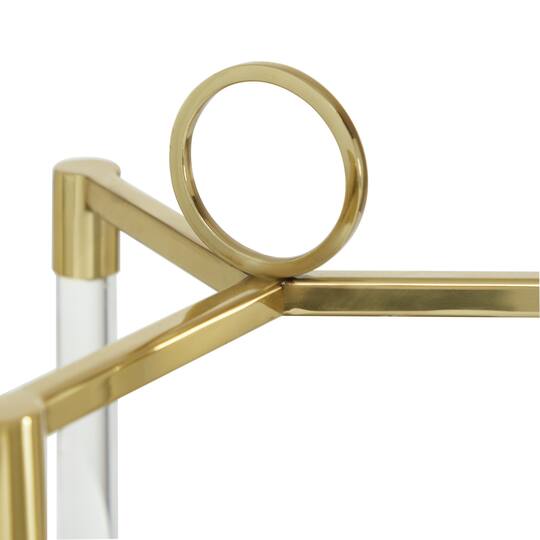 Gold Stainless Steel Contemporary Lantern, 18" x 11" x 11"